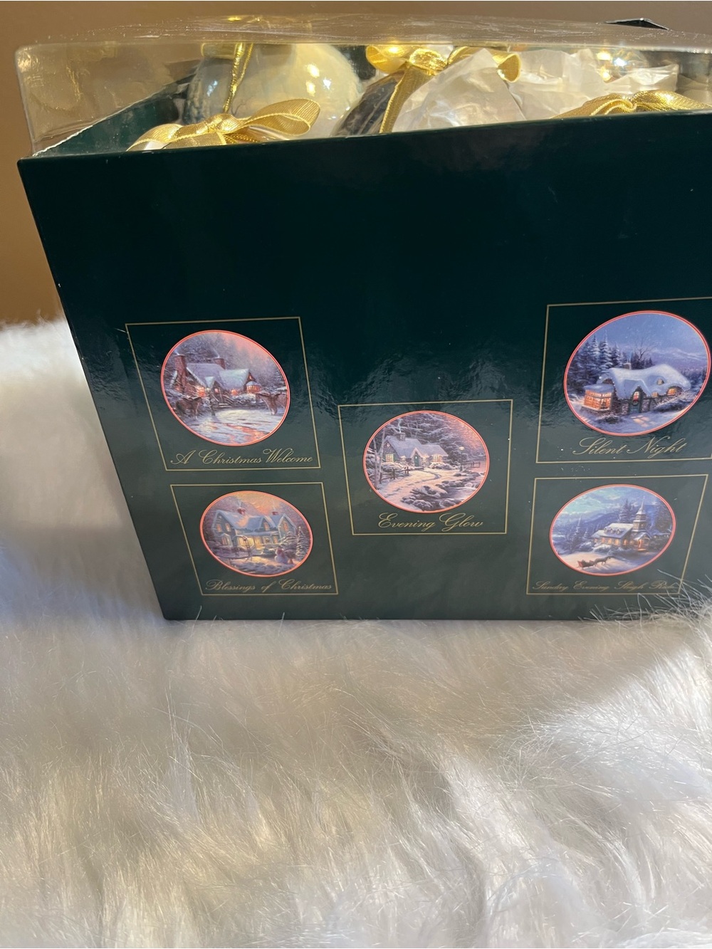 Thomas Kincaid Blue Ornaments-Celebrate The Season-Set of 10